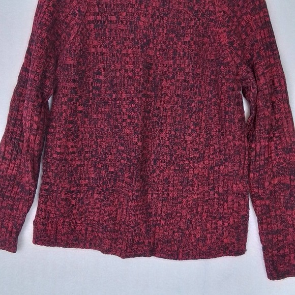 Investments Womens Sweater L Red Black Chunky Knit Mock Neck Relaxed Fit - Picture 5 of 13